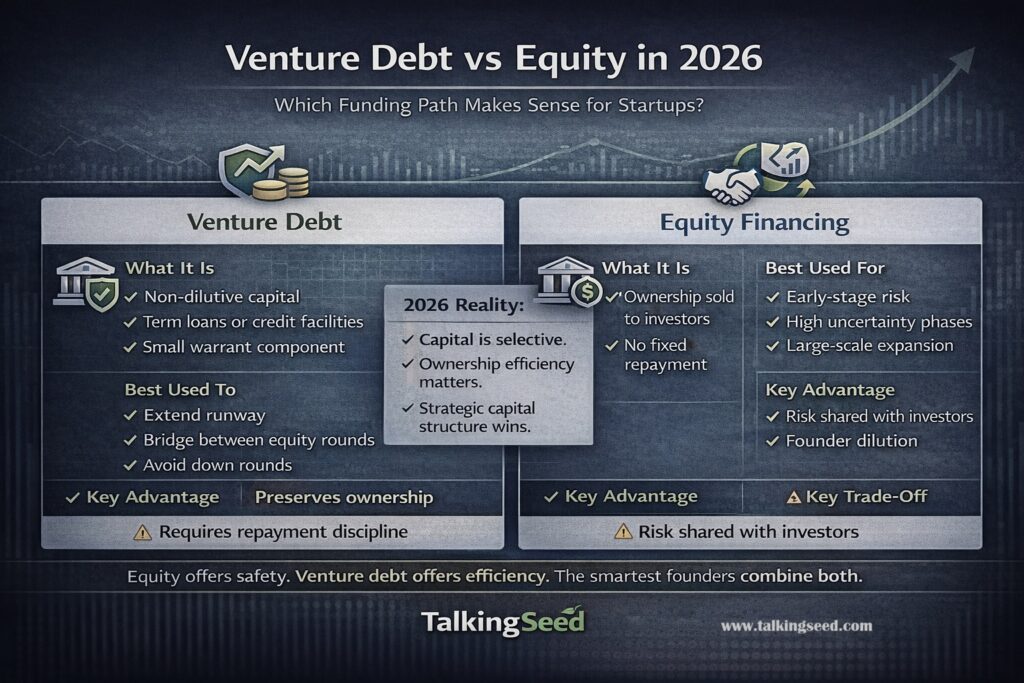 Venture debt vs equity in 2026